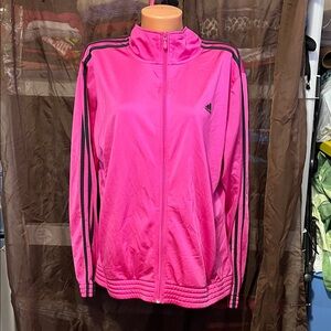Adidas Pink Jacket with Black Stripes